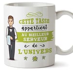 Mugffins Serveur Tasses Originales de café et Petit-déjeuner à Donner Travailleurs Professionnels - Cette Tasse Appartient au Meilleur Serveur de l'univers - Céramique 350 ML