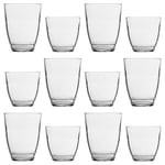 12pc Duralex Clear Gigogne Glassware Set Mixed Glass Glasses Water Tumblers