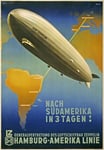 TX300 Vintage 1930's Graf Zeppelin Hamburg German Travel Poster Re-Print - A2+ (610 x 432mm) 24" x 17"