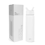 Simple Modern Gourde Isotherme avec Paille | Gourde Sport Adulte en Acier Inoxydable | Summit | 650ml | Winter White