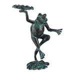 Relaxdays Statue Grenouille dansante sur Un Pied Fonte Fer Sculpture Figurine de Jardin Taille M déco, Vert