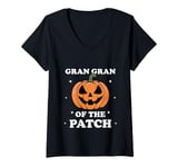 Womens Pumpkin Gran Gran Of The Patch Halloween Costume Family V-Neck T-Shirt