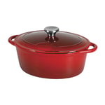 SITRAM 711066, Cocotte TRADIFONTE ovale en fonte d'acier émaillée, intérieur noir extérieur rouge, tous feux y compris l'induction, 9 liters