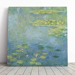 Big Box Art Canvas Print Wall Art Claude Monet Water Lilies No.5 | Mounted and Stretched Box Frame Picture | Home Decor for Kitchen, Living Room, Bedroom, Hallway, Muli-Colour, 14x14 Inch