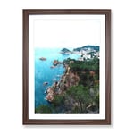 View Of The Coasta Brava In Spain Painting Modern Framed Wall Art Print, Ready to Hang Picture for Living Room Bedroom Home Office Décor, Walnut A3 (34 x 46 cm)