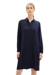 TOM TAILOR Women's 1038713 Dress with Button Placket and Collar, 10668-sky Captain Blue, 14