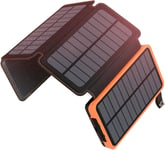 25000mAh Solar Power Bank Charger - Fast Charging, 4 Panels, Portable, Orange