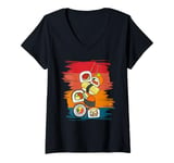 Womens Sushi Vintage Retro Sushi Rolls Japanese Food Lover Foodie V-Neck T-Shirt