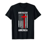 God Bless America Fourth of July Christian Patriot USA Flag T-Shirt