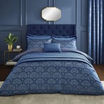 Catherine Lansfield Parure de lit avec Housse de Couette et taies d'oreiller Art Deco Pearl Bleu Marine King