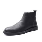 HHF Mocassins et Richelieus de Loisirs, Bottines Moto Bottes de Combat for Hommes, Tirez sur Les Chaussures en Cuir de Style Microfibre à glissière latérale (Color : Wine Red, Taille : 42 EU)