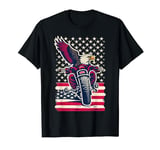 Cool America Bald Eagle as Biker Riding Motorcycle Funny T-Shirt