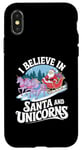 iPhone X/XS I believe in Santa and unicorns funny Santa xmas pajamas Case