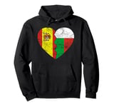 Malagasy Spanish Flags Heart | Spain Madagascar Roots Pullover Hoodie