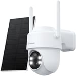 Camera Surveillance WiFi Exterieure sans Fil Batterie - Panneau Solaire, 2K Camera Solaire Exterieur 2,4GHz, Alerte Instantanée PIR, Sirène, Vision Nocturne, Audio Bidirectionnel, Alexa R1