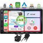 ATOTO F7XE Autoradio 2 DIN, Dab+ intégré,CarPlay sans Fil & Android Auto sans Fil,Écran Tactile QLED de 7 Pouces,Mirrorlink, Bluetooth,HD LRV,Charge de téléphone, Caméra de recul & Mic, F7G2A7XED-S01