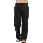 Mens Summer Beach Loose Cotton Linen Pants Yoga Drawstring Elasticated Trousers