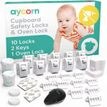 AYCORN® Magnetic Safety Cupboard Locks [10x] & Oven Lock [1x] for Children [Includes 2X Keys] Child & Baby Safety Proofing for Kitchen, Cabinets and Drawers, 30 Second Install