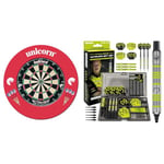 Unicorn Dartboard & Backboard Surround | Striker | Sisal Bristle Board & Lightweight Injection & WINMAU Michael van Gerwen MvG Softip Gift Set - 50 Piece Darts Set