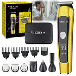 VIKICON Beard/Stubble Trimmer for Men, Cordless Hair Clippers Set w/Beard Bib, Electric Hair Trimmers for Face, Body, Ear, Nose, Mustache, Waterproof Beard Grooming Kit Body Shavers Male Razor w/Case