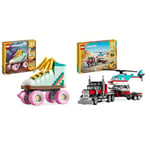 LEGO Creator Les Patins à roulettes Rétro, Jouet pour Filles et Garçons & Creator 3-en-1 Le Camion Remorque avec Hélicoptère, Set de Véhicules avec Jouet d'Hélicoptère et Camion, Avion