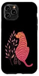 iPhone 11 Pro Pink Orange Tiger Wild Animal Jungle Floral Boho Preppy Art Case