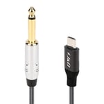 J&D USB Type C à 6,35 mm 1/4 "ts Guitare Câble Audio Câble Microphone pour Enregistrement, Basse, Piano Électronique, Compatible avec iPhone 15/15 plus/15 Pro/15 pro Max, iPad, IMAC, 2 m