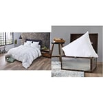 Dodo Couette Mont Blanc 70% Duvet d'oie - Chaude - 220 x 240 cm & Oreiller Calgary Anti-ACARIENS 30% Duvet OIE ET Canard - MÉDIUM - 65 x 65 cm