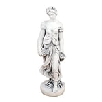 Solstice Sculptures Sally in Summer Garden Statue, Fibre-Clay, White Stone Effect, 84cm