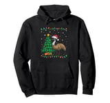 Emu Santa Hat Men Women Kids Christmas Tree Lights Pullover Hoodie