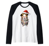 Cute Guinea Pig Christmas Hat Xmas Raglan Baseball Tee