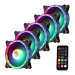 5 Pack 120mm Xclio RGB Fans with Controller and RGB Remote