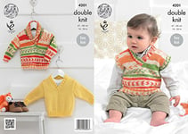 King Cole 4201 Knitting Pattern Baby Boys Sweaters and Tank Top to Knit in Cherish and Cherished DK