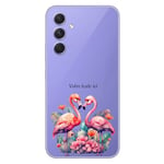 Coque galaxy A14 5G flamant fleur tropical personnalise