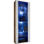 Extreme Furniture - Amoire Open Vertical 159, Wotan/Blanc, Largeur 55cm x Hauteur 159cm x Profondeur 35cm, sans led, 3 étagères, pour Salon, Chambre,