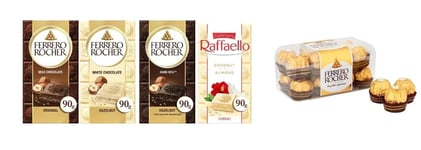 Ferrero Rocher Original ,White Chocolate & Hazelnut, Hazelnut Dark 55%+16 Balls