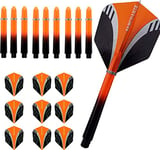 abcdarts ABC Lot de 8 ailettes de fléchettes Pentathlon (30 pièces) et 24 tiges Courtes – Orange Tribal