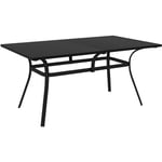 Table de jardin rectangulaire 6 personnes acier plateau aspect bois noir