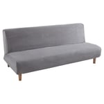 Mingfuxin Housse de Protection de canapé-lit sans accoudoirs, de futon en Velours épais Extensible de 2 à 3 Places, antidérapante, élastique et Pliable (Velours épais | Gris argenté)