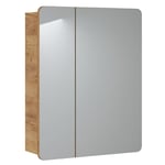 Otitec - Armoire de salle de bain avec miroir murale - Chêne artisanal doré - L40-H75-P16 - arriba - Chêne artisanal doré