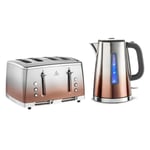 Russell Hobbs Eclipse Copper Quiet Boil Kettle & 4 Slice Toaster Set-25113/25143