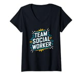 Womens Team Social Worker, School Social Work and Caseworker Squad V-Neck T-Shirt