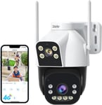 Camera De Surveillance 4G Lte Sans Wifi Dual Lens,Camera De Surveillance Exterieure Avec Carte Sim,Detection Humanoïde Avec Suivi Automatique,Plage De Detection Personnalisee Et Alarme Audio