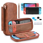 Younik Switch Carry Case for NS Switch, 13 in 1 Switch Accessories Bundle Includes Brown Switch Case with 9 Game Card Slots, Switch Screen Protector, Protective Case for Switch Console & J-Con