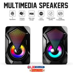 LED Speaker Surround Sound System Gaming Bass USB For PC Desktop Computer Laptop