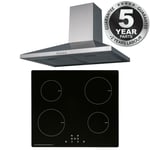 SIA 60cm Black 13 Amp Touch Control Induction Hob And Stainless Steel Extractor