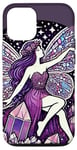 Coque pour iPhone 12/12 Pro Illustration de fée en cristal violet améthyste