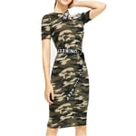 SMILEQ Dress Women Skirt Camouflage Print Hollow Boho Ball Gown Lady Beach Summer Sundress Maxi Dresses (XXL, Army Green)