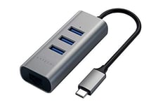 SATECHI Type-C 2-in-1 USB 3.0 Aluminum 3 Port Hub with Ethernet - For M2/ M1 MacBook Pro/Air, M2/ M1 iPad Pro/Air, M2 Mac Mini, iMac M1 (Space Gray)