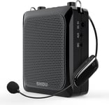 25W Amplificateur Vocal avec Micro-Casque sans Fil, Amplification vocale portative du système Bluetooth Mini Pa avec Son, Haut-Parleur Micro Rechargeable 4000mAh pour Enseignants/Personnes âgées ect